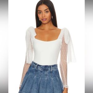 Free People tongue tied bodysuit, ivory, M